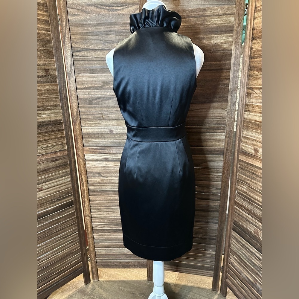 Just…Taylor Black Satin Dress  Pop Collar Ruffle - Picture 4 of 8